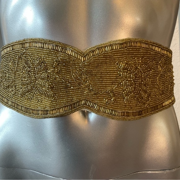 Ceinture Vintage LORD & TAYLOR En Velours Noir Perles Soleil - Taille Unique - Occasion Excellente état